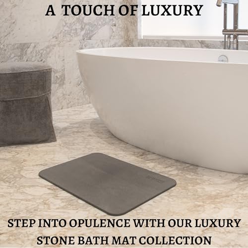 ENKOSI Stone Bath Mats for Bathroom - Fast Drying Diatomaceous Earth Shower Bath Mat - Absorbing Mats for Bathroom - Stone Bathroom Mat (23.5 x 15 Grey 2-Pack)