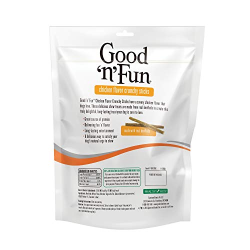 Good 'n' Fun Crunchy Rawhide Sticks Dog Chews, Chicken Flavor Dog Treats 20 Count