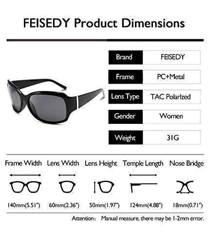 FEISEDY Classic Oversized Polarized Sunglasses Women Wrap Square Shades B2504