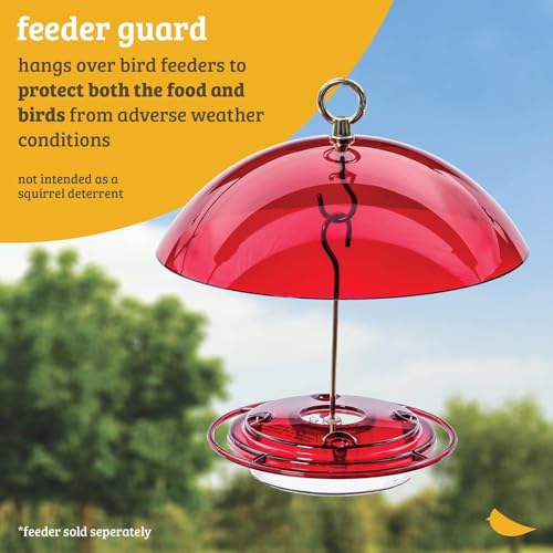 Birds Choice RED DOME Protective Dome, Protective Cover for Hanging Bird Feeders, 10", Red