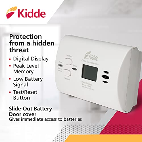 Kidde Carbon Monoxide Detector, AA Battery Powered CO Alarm with LEDs, Test-Reset Button, Low Battery Indicator, Portable