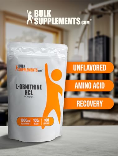 BulkSupplements.com L-Ornithine HCl Powder - L-Ornithine Hydrochloride, Ornithine Supplement - Amino Acids Supplement, Gluten Free, 1000mg per Serving, 100g (3.5 oz) (Pack of 1)