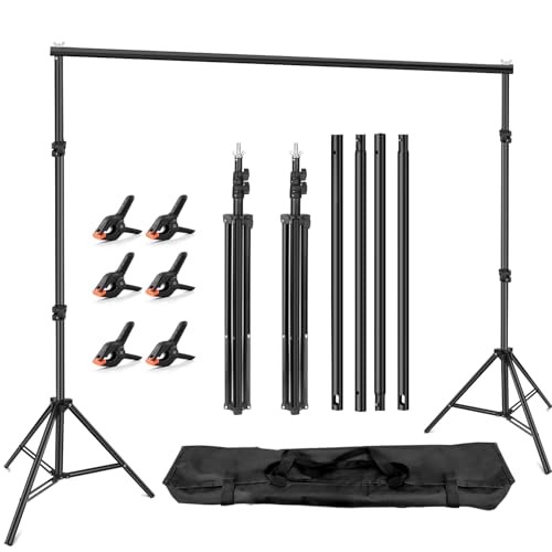 Photo Backdrop Stand, 10x6.5 ft Background Stand for Photoshoot, Hemmotop Adjustable Backdrops Stand for Parties, Photography, Photo Booth, Projector Screen