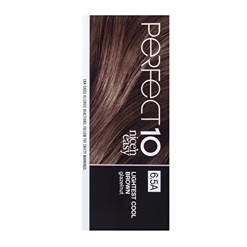 Clairol Nice‘n Easy Perfect 10 Permanent Hair Dye, 6.5A Lightest Cool Brown Hair Color, Pack of 1