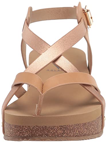 VOLATILE Women's Engie Multi Strap Thong Sandal, Rose Gold, 6M