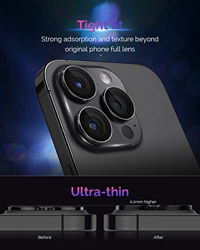 Actgan Design for iPhone 15 Pro/iPhone 15 Pro Max Camera Lens Protector, [Full Coverage] [HD Night Shooting] 9H Tempered Glass Clear Acrylic Screen Camera Cover for iPhone 15 Pro Max Black