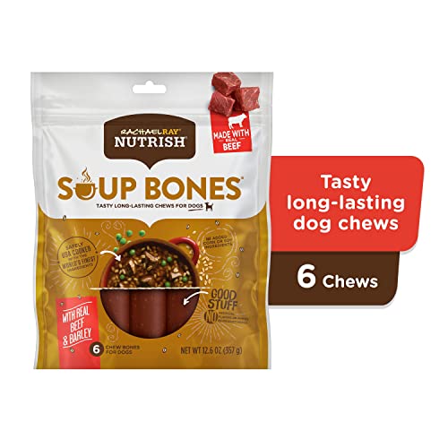 Rachael Ray Nutrish Soup Bones Dog Treats, Beef & Barley Flavor, 6 Bones