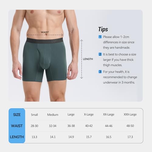 BAMBOO COOL Men's Underwear Boxer Briefs Soft Breathable with Fly Underwear For Men 4 Pack