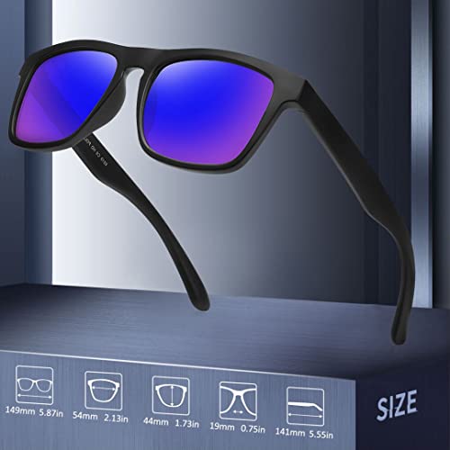 MEETSUN Polarized Sunglasses For Men Women UV Protection Square Frame Sport Fishing Driving Sunglasses (Red-Grey/Red Mirrored)