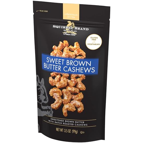 Squirrel Brand Sweet Brown Butter Cashews, 3.5 Ounces, Gluten Free, Vegetarian