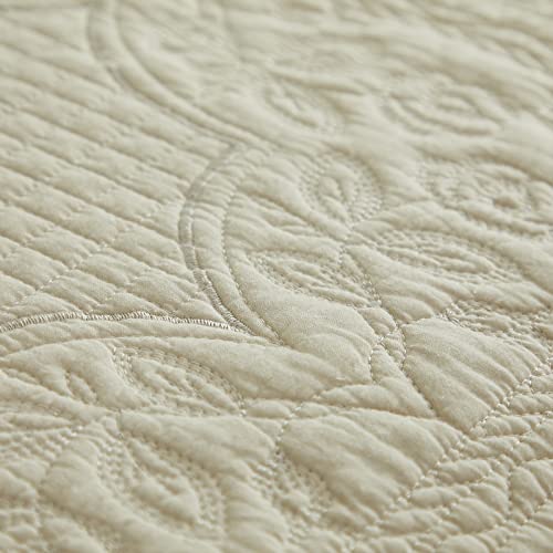 Brandream Twin Size Quilt Set Cotton Beige Matelasse Bedspread Coverlet Set Elegant Quilt Bedding Set 2-Piece