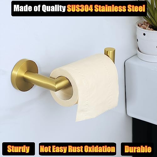 Alise Toilet Paper Holder,Bathroom Tissue Holder Wall Mount Toilet Paper Roll Holder Storage Dispenser,SUS304 Stainless Steel Paper Rack,Brushed Gold Finish GKN130-G