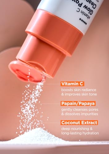 Hanskin Vitamin C Glow Powder Cleanser - Gentle Face Wash for Brightening & Radiant Skin, Papaya Enzyme Powder Facial Cleanser for Dry Skin, Exfoliating & Refreshing Korean Skincare [2.36 fl oz.]