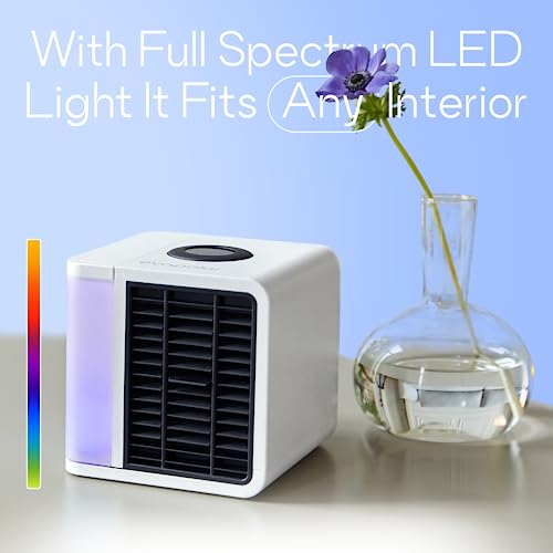 Cooling Fan for Desk and Car - Portable Evaporative Air Cooler for Camping - Small Ice Fan for Tent - Personal Air Conditioners Evalight, Black