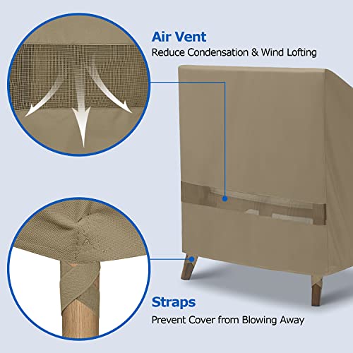 SunPatio Outdoor Dining Chair Covers Waterproof, Heavy Duty Patio Chair Covers for Outdoor Furniture, Fade Resistant Lawn Furniture Covers, All Weather Protection, 2Pack - 27" W x 29" D x 35" H, Taupe