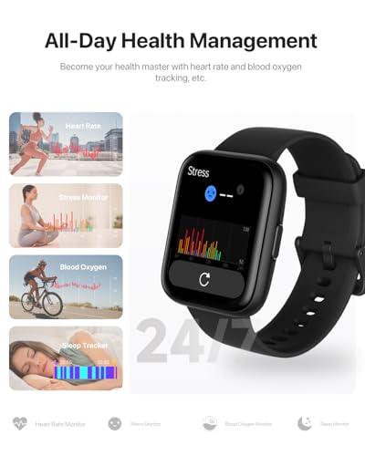 Smart Watch for Men Women - Answer/Make Calls/Quick Reply/AI Voice Assistant, 1.83" for Android iPhone Samsung Compatible IP68 Smartwatch Blood Oxygen Heart Rate Fitness Tracker (Black, 1.83")