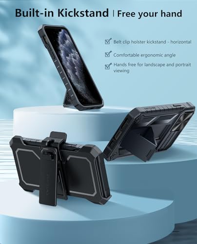 FNTCASE for iPhone 11-Pro Protective Case: Military Grade Drop Proof Protection Rugged 11Pro Cell Phone Cover with Belt Clip Holster Kickstand & Slide| Shockproof TPU Textured Tough 5.8''-Black