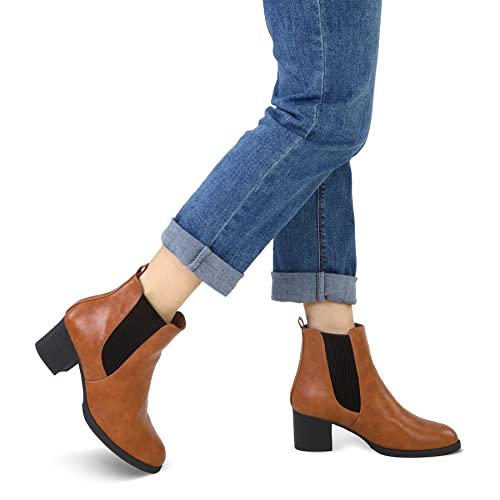COASIS Women's Chelsea Boots Chunky Block Heel Slip On Ankle Booties with Elastic Sided