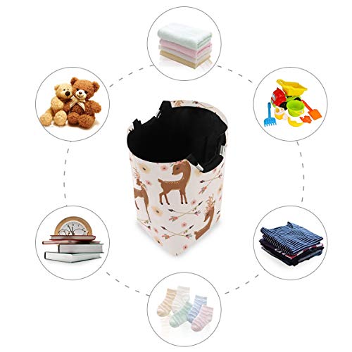 senya Deer with Flower Arrows Large Storage Basket Collapsible Organizer Bin Laundry Hamper for Nursery Clothes Toys