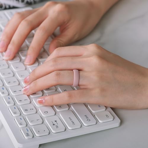 Egnaro Inner Arc Ergonomic Breathable Design, Silicone Rings for Women with half sizes, Women's Silicone Wedding Band，5.5mm Wide-2mm Thick