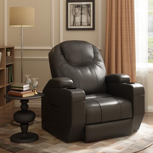 FLEXISPOT XL31 Power Lift Recliner Chair for Elderly, Oversized Electric Leather Lift Chair with Cup Holders, Side Pockets, Massage Reclining Chair Sofa for Living Room Bedroom (Black)