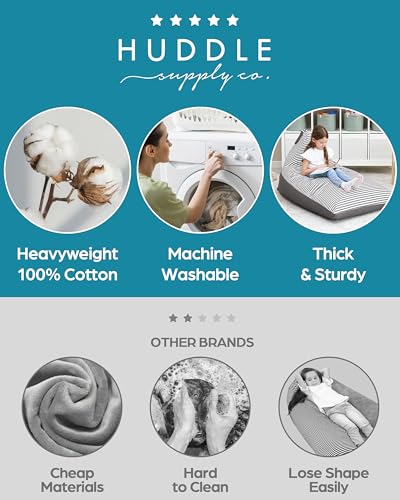 HUDDLE Original Stuffed Animal Bean Bag Storage Large Designer Beanbag Chairs for Kids Teens & Adults | Instant Clutter Clear for Stylish Moms - Stuffed Animal Storage Bean Bag Chair Grey Stripe
