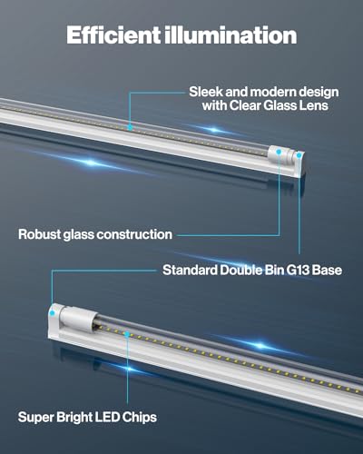 Sunco 10 Pack 4ft. T8 Indoor Industrial Commercial Warehouse Replacement Clear LED Tube Light, 2400 Lumens, Type A+B, Selectable CCT 3000/3500/4000/5000/6000K, 20W, Non-Dimmable, AC100-277V - UL, FCC