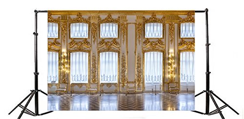 AOFOTO 15x10ft Luxurious Palace Backdrop for Photography Retro European Aristocratic Castle Noble Royal Interior Golden Hall Photography Background Girls Adult Travel Portrait Photo Booth Studio Props