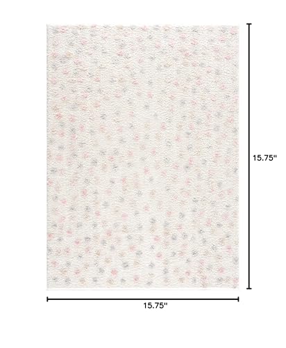 Hauteloom Cansu Living Room, Bedroom Area Rug - Contemporary - Plush Pile - Beige, Light Blue, Light Pink - 18" x 18" Sample