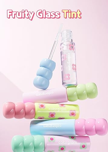 COLORGRAM Fruity Glass Tint 07 Shy Guava | Korean High Shine Lip Plumper | Glossy Lip Gloss with Lovely Soft Pink Shade | Buildable, Blendable, Moisturizing, Non-Sticky, Long-Lasting, | 0.11 Oz