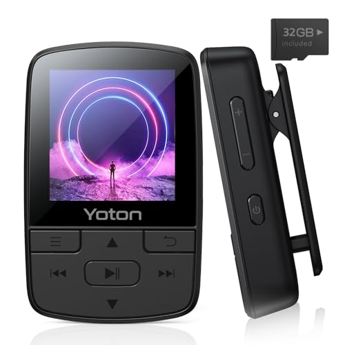 YOTON MP3 Player with Bluetooth 5.2, 32GB Mini HiFi-Music Player with Sports Clip, Portable MP3 Player for Kids with Independent Volume Botton, FM Radio, Earphones Included