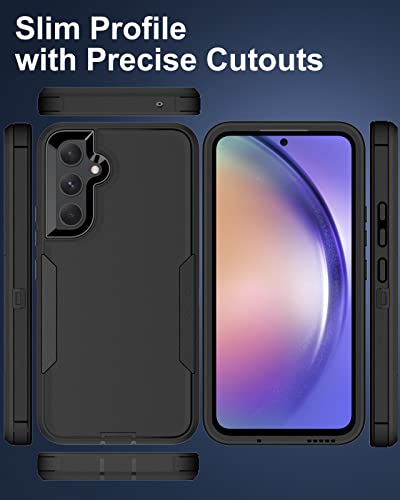 Dahkoiz for Samsung Galaxy S23-FE Case, and Glass Screen Protector, Dust-Proof Port Cover, Full Body Silicone Rubber Covered, Non-Slip Drop-Proof Phone Case for S23 FE 5G(2023), Black/Black