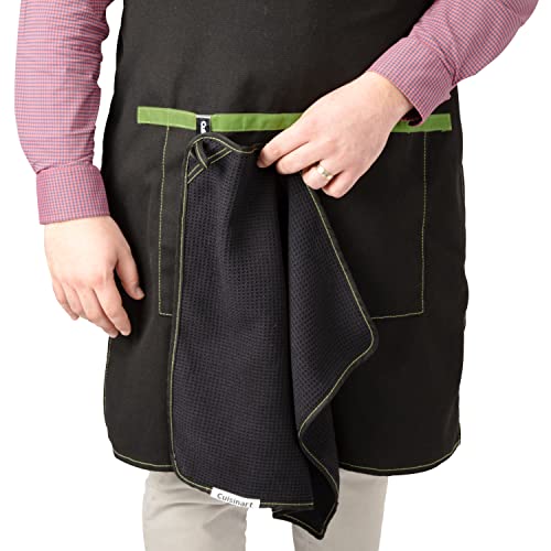 Cuisinart CFA-156 BBQ Apron and Magnetic Towel Set, Adjustable Grill Apron with Large Front Pockets