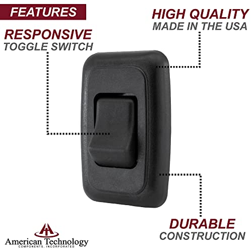 American Technology Components Single SPST On-Off Switch with Bezel, 12-Volt, for RV, Trailer, Camper (Black)