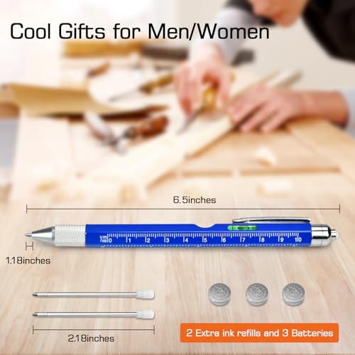 2PCS Multitool Pen Set, Gifts for Dad Husband from Daughter Wife, 11 in 1 Cool Gadgets Tools for Men, Birthday Christmas Stocking Stuffers for Men Adults Him Grandpa Friend (Black 2Pcs)