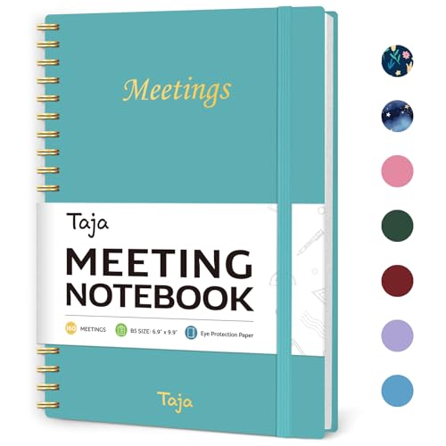 Meeting Notebook For Work Organization - Work Planner Notebook With Action Items, Agenda Planner For Note Taking, 160Pages (6.9" X 9.9") Project Planner For Men & Women - Blue