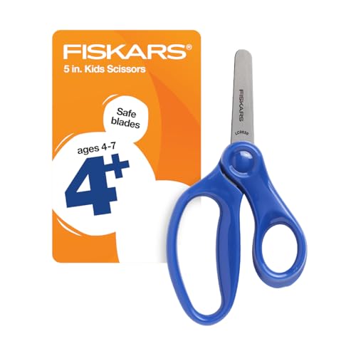 Fiskars 5" Blunt-Tip Scissors for Kids 4+ - Scissors for School or Crafting - Back to School Supplies - Blue