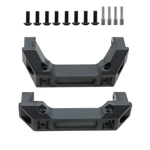 Linsvirgo 2 PCS 1/10 RC Crawler CNC Aluminum Alloy Front & Rear Bumper Mount Fit for 1/10 RC Truck Crawler TRAXAS TRX4 Land Rover Defender/Sports Edition Upgrade Replacement Part Accessory - Black