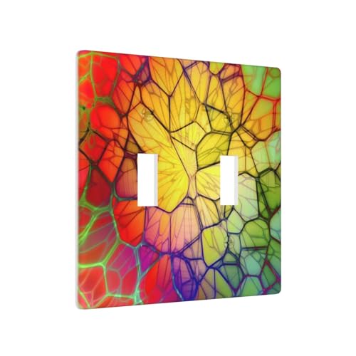 Abstract Double Toggle Light Switch Plates And Outlet Covers Decorative Electrical Wall Plate 2 Gang Receptacle Switchplate Decorate Plug Cover For Bathroom Bedroom Kitchen Home Decor