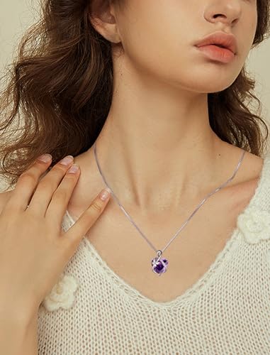 JIWOY Butterfly Necklace Sterling Silver Infinity Pendant Love Heart Created Amethyst Jewelry for Women