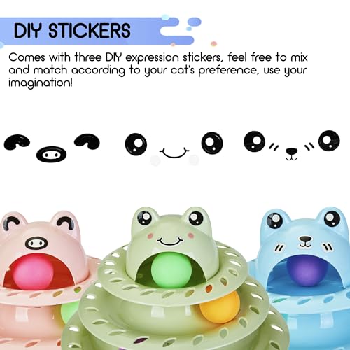 Gefryco 26pcs Cat Toys 4-Level Roller Track for Indoor Cats, Interactive Cat Toy with Colorful Balls Self Play Kitten Puzzle Toys, Fun Kitty Exercise Toys (Green)