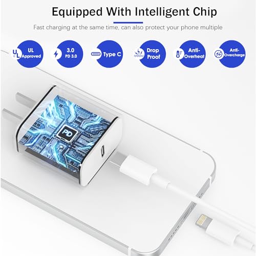 【Apple MFi Certified】Fast Charger iPhone ,Fast iPhone Charging Cord 3Pack iPhone Charger Fast Charging Plug Block 6FT USB C to Lightning Cable for iPhone 14/14 Pro Max/Plus/13 Mini/12/11/XR/XS,AirPods