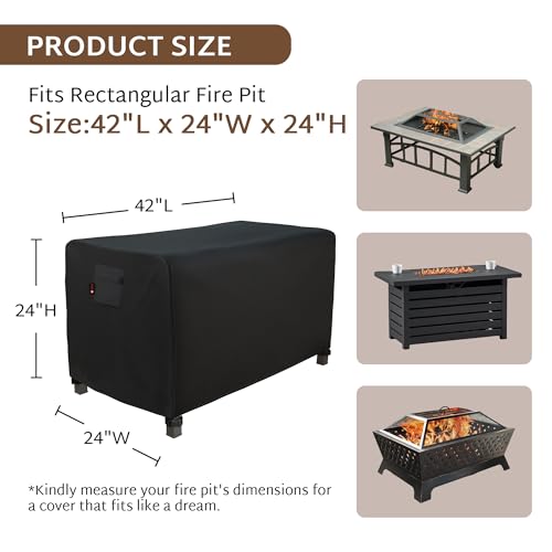 iBirdie Fire Pit Cover Round 50 inch Outdoor Waterproof and Weatherproof Heavy Duty 600D Patio Furniture Table Fireplaces Covers