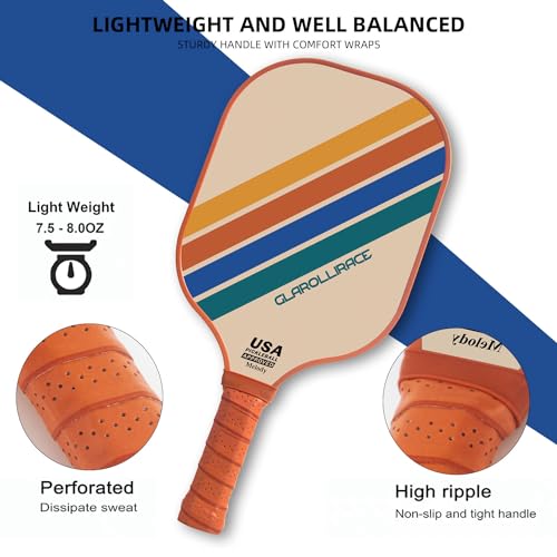 Pickleball Paddle Set of 2 Fiberglass Rackets,USAPA Approved Pickleball Set of 2 Pickle Ball Paddles,Fiberglass Surface & PP Honeycomb Core,Breathable Handle,4 Indoor & Outdoor Balls,1 Pickleball Bag