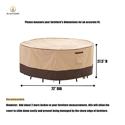 F&J Outdoors Furniture Covers Waterproof UV Resistant Medium-Small Outdoor Furniture Set Cover Round Dining Table Cover, 72" Dia x 27.5" H
