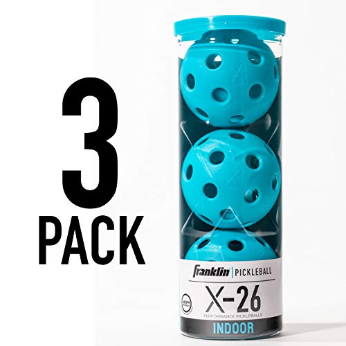 Franklin Sports X-26 Pickleballs - Indoor - 3 Count (Pack of 1) - USAPA Approved - Blue