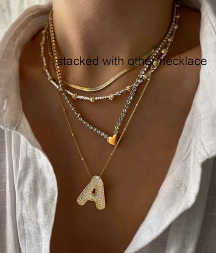 KICKGY Initial Necklaces for Women Trendy, 14K Gold Plated Big Balloon Letter Necklace Dainty Gold Bubble Necklace Personalised Name Pendant Necklace Simple Gold Charm Necklace for Women Jewelry Gift