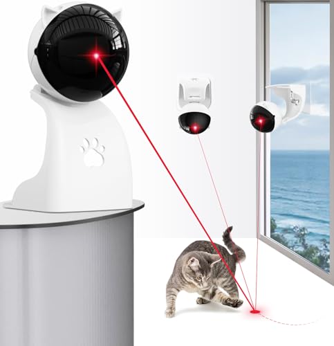 Goopow Interactive Laser Pointer Cat Toys for Indoor Cats,Cat Laser Toy Automatic for Bored Indoor Adult Cats/Kittens/Dogs,USB Rechargeable,3 Speed modes(Gray)
