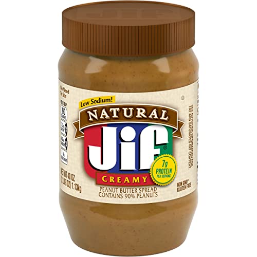 Jif Natural Creamy Peanut Butter Spread – Contains 90% Peanuts, 40 Ounces