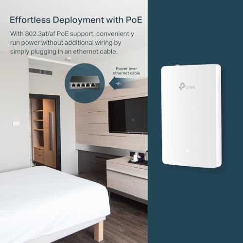 TP-Link EAP235-Wall Omada AC1200 in-Wall Wireless Gigabit Access Point MU-MIMO & Beamforming PoE Powered Quick Installation SDN Integrated Cloud Access & Omada app White